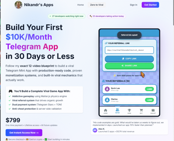 Nikandr Surkov - Build Viral Telegram Apps Course